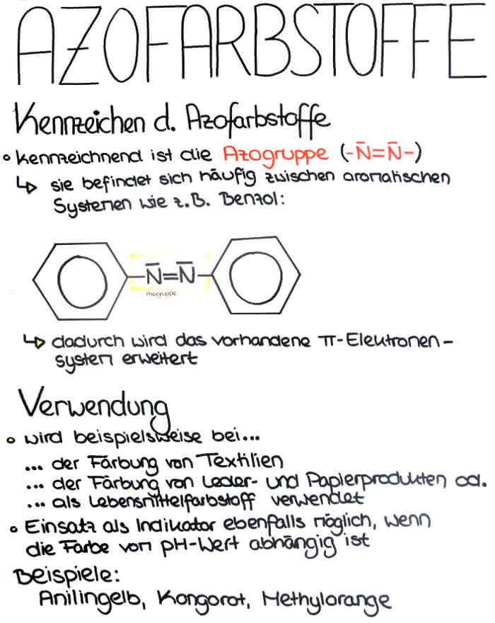 Kennzeichen von Azofarbstoffen