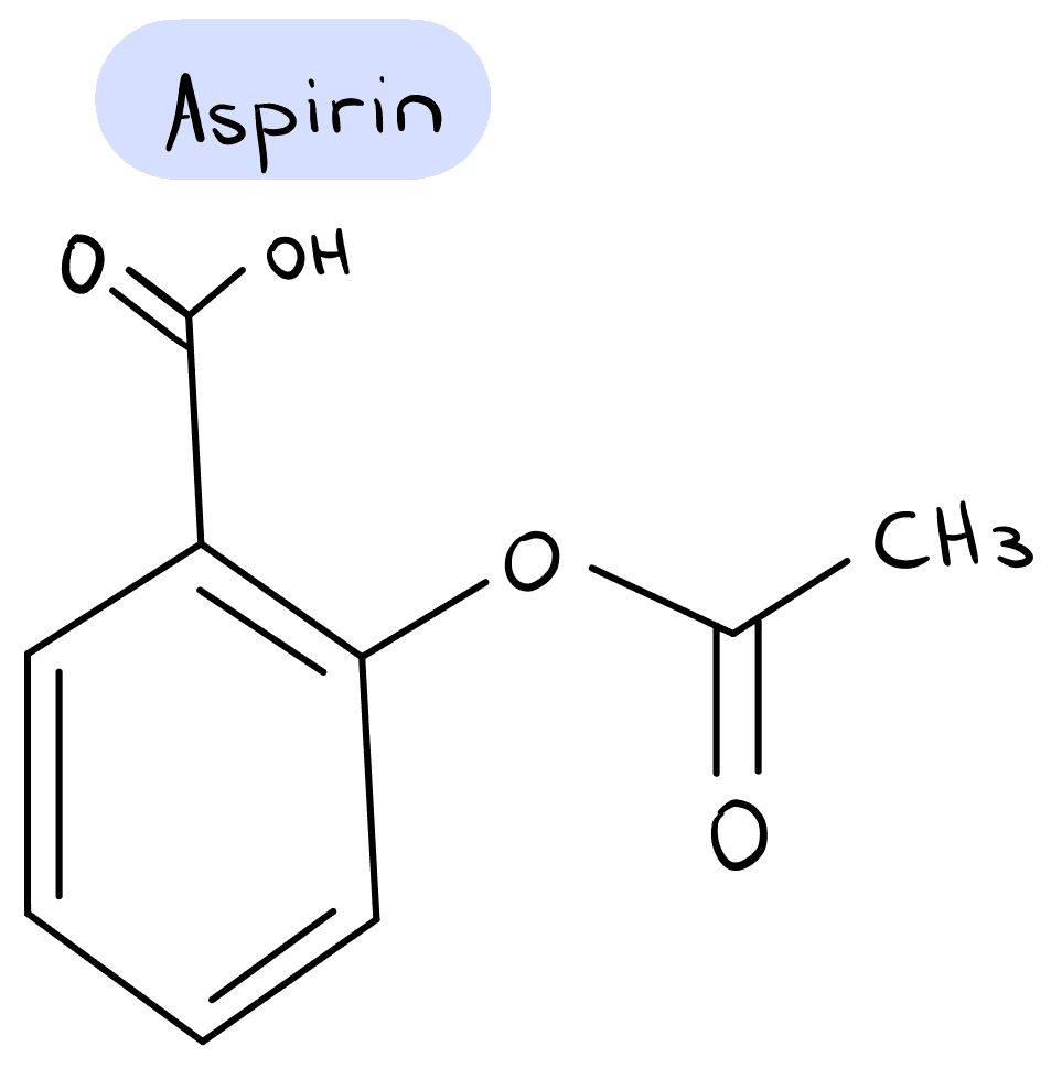 Skelettformel von Aspirin