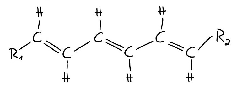 Ausschnitt aus einem Abschnitt mit konjugierten Doppelbindungen